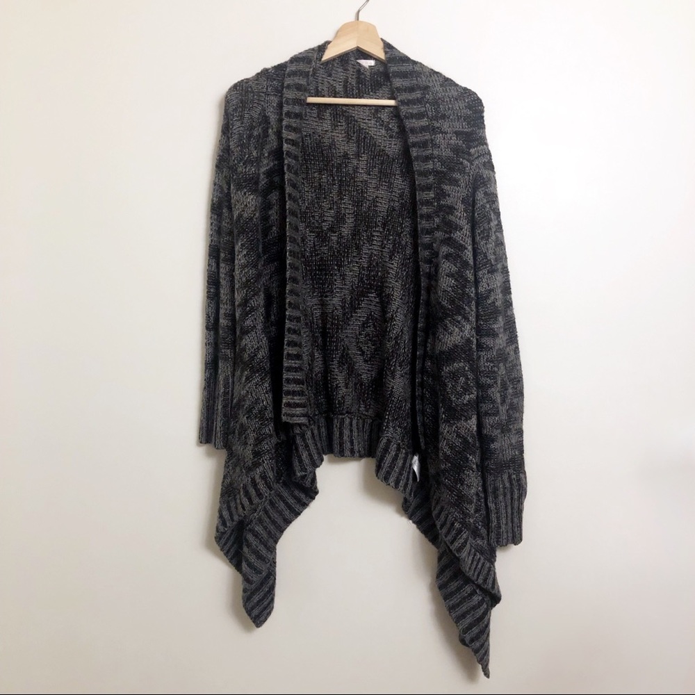 Aztec Waterfall Open Cardigan Sweater Size Large